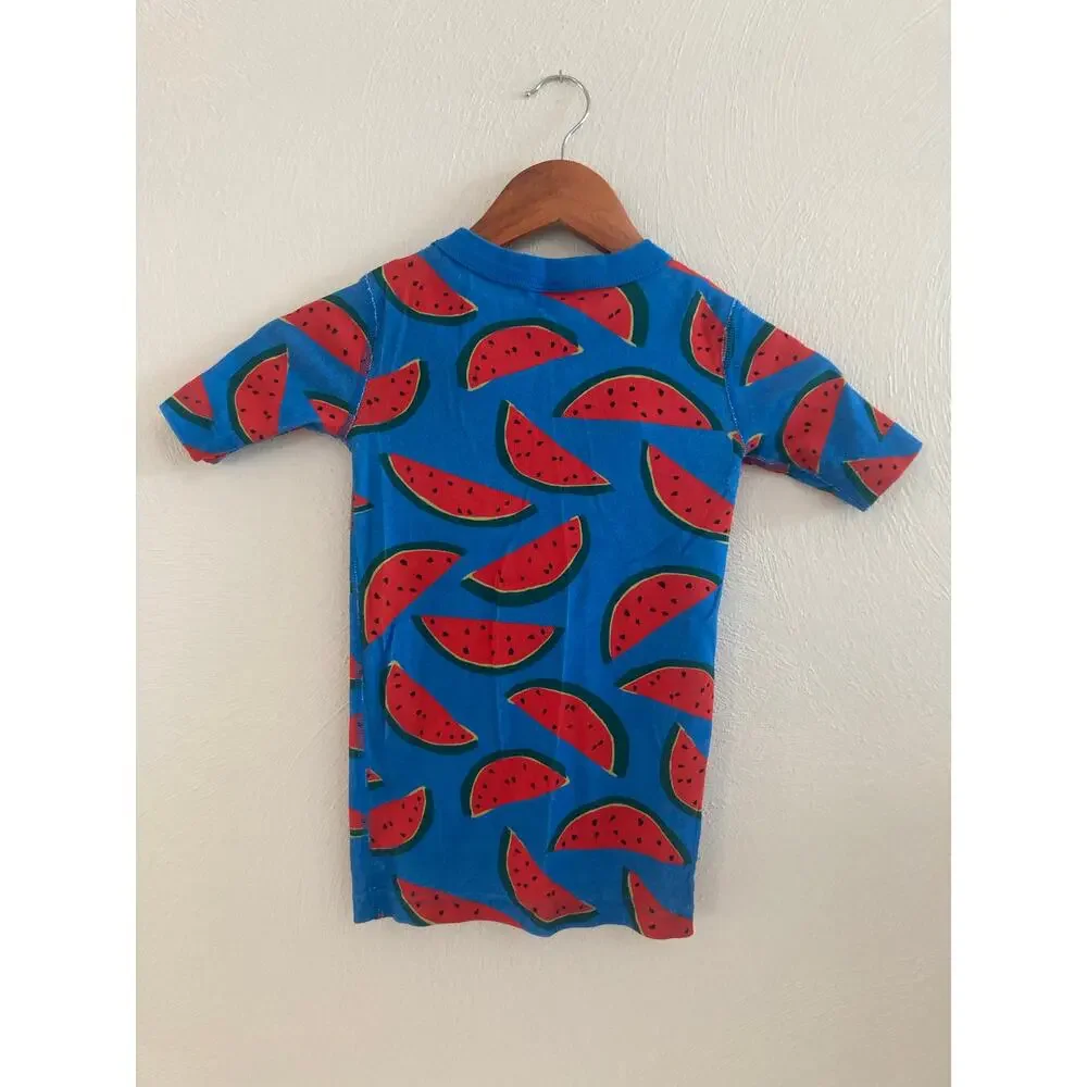 Hanna Andersson Summer Sweet On Equator Blue Watermelon Pajama Top Tshirt 6-7